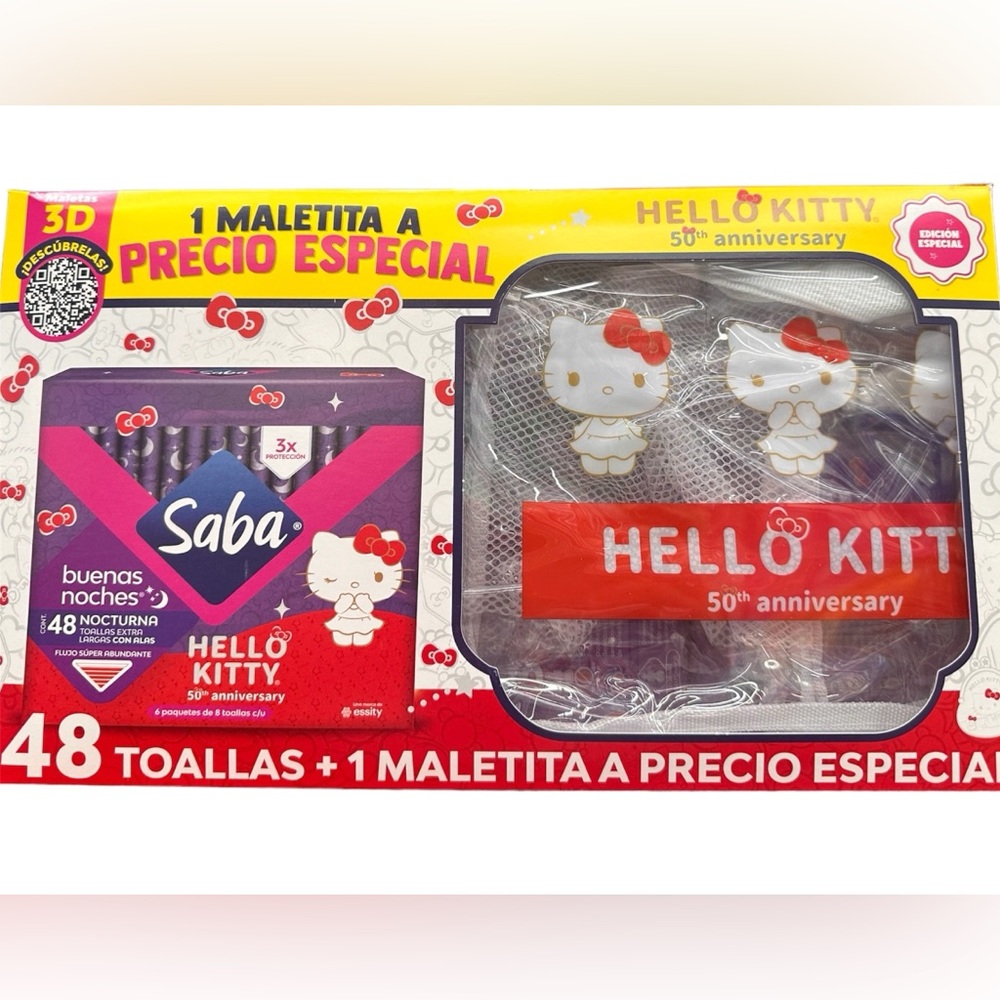 Hello Kitty x Saba Overnight with wings includes clear bag